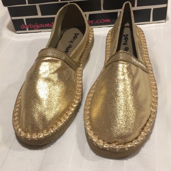 Dirty Laundry NEW Hazel Crackle Gold Flat Women’s Shoes comfy Sizes 6 7 8 & 10 - Picture 1 of 11